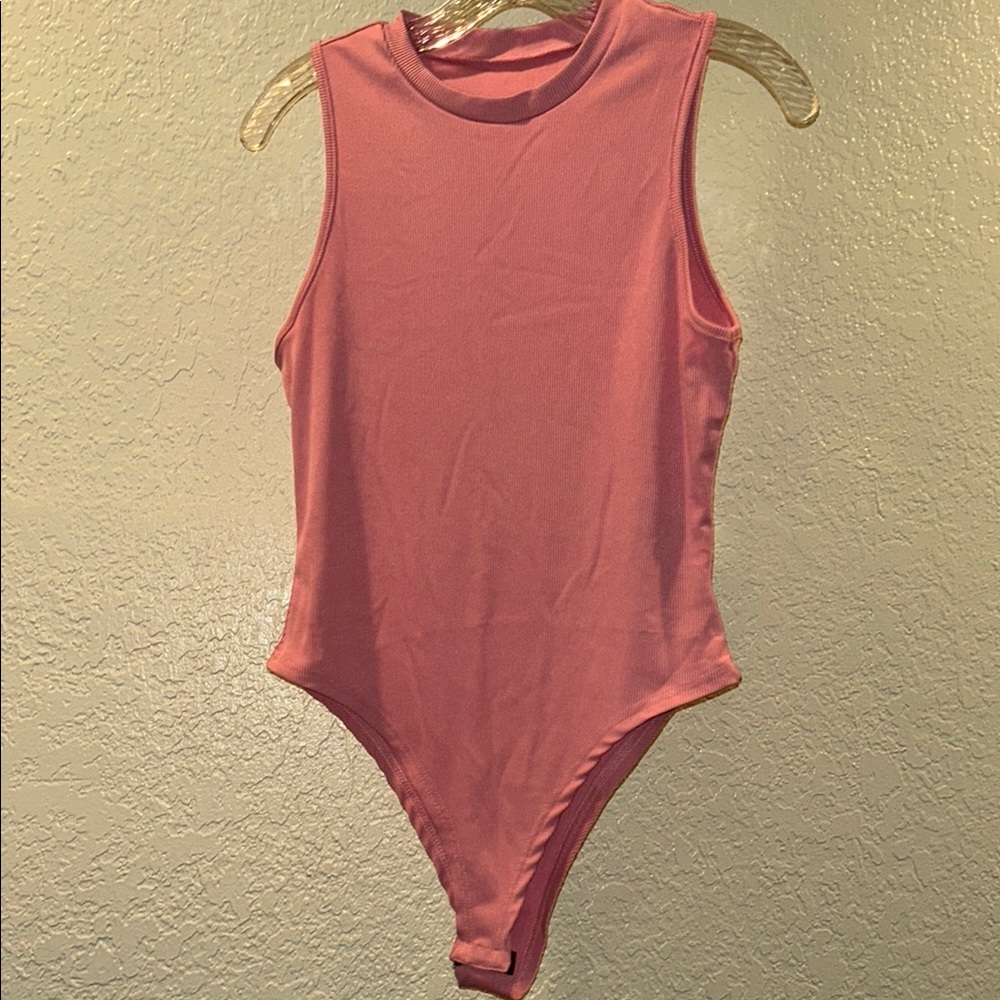 SHEIN Pink Sleeveless Bodysuit High Neck